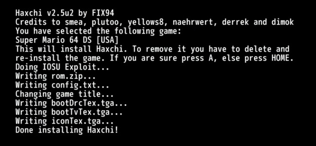 Wii U Homebrew haxchi finished installing