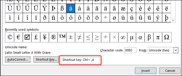 Shortcut key