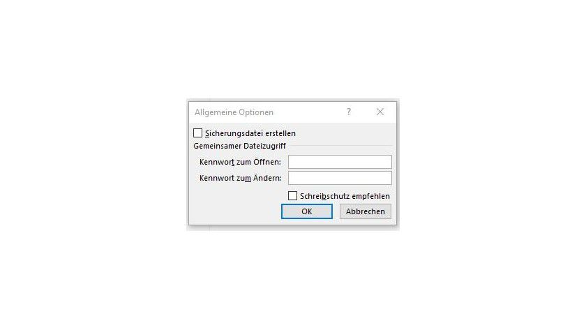 Via the command sequence Save as/Tools/General options you reach a window in which you enter a password in the Password for opening field. Via the command sequence Save as/Tools/General options you reach a window in which you enter a password in the Password for opening field.
