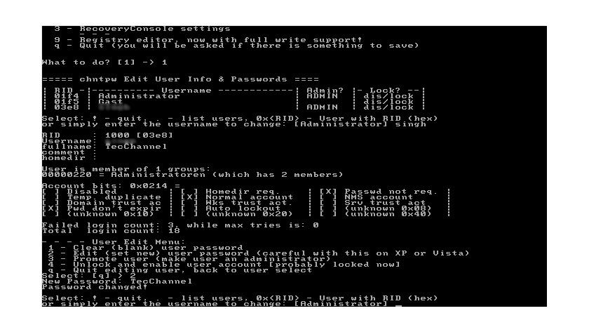 Password changed: User 03e8's password was successfully changed to Password changed: User 03e8's password was successfully changed to